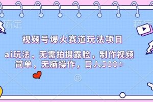 【2024.05.14】视频号爆火赛道玩法项目，ai玩法，无需拍摄露脸，制作视频简单百度网盘免费下载-芽米宝库