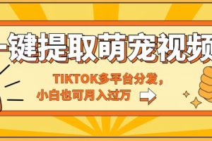 【2024.05.14】一键智能提取tiktok萌宠视频，多平台分发，小白也可月入过W百度网盘免费下载-芽米宝库