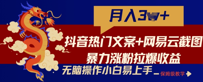 图片[1]-【2024.05.12】抖音热门文案+网易云截图暴力涨粉拉爆收益玩法，小白无脑操作，简单易上手百度网盘免费下载-芽米宝库