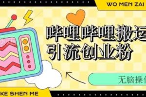 【2024.05.12】哔哩哔哩b站搬运引流创业粉、操作简单、无脑搬运百度网盘免费下载-芽米宝库