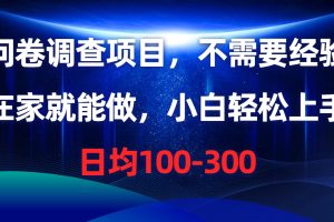 【2024.05.11】问卷调查项目，不需要经验，在家就能做，小白轻松上手，日均100-300百度网盘免费下载-芽米宝库
