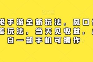 【2024.05.09】大佬手游全新玩法，风口信息差玩法，当天见收益，小白一部手机可操作百度网盘免费下载-芽米宝库