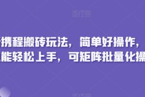 【2024.05.08】最新携程搬砖玩法，简单好操作，小白也能轻松上手，可矩阵批量化操作百度网盘免费下载-芽米宝库