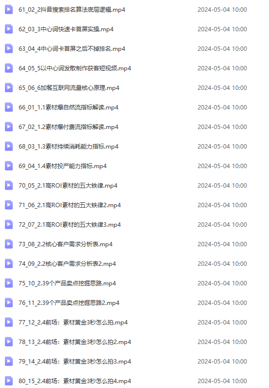 图片[5]-【2024.05.06】2024单品正价起号，直播素材投流选品：选品课+投流课+素材课+卡首屏/100节百度网盘免费下载-芽米宝库