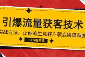 【2024.05.04】《引爆流量 获客技术》实战方法，让你的生意客户裂变渠道裂变（13节）百度网盘免费下载-芽米宝库