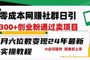 【2024.05.03】零成本网创群日引300+创业粉，卖项目月六位数变现，门槛低好上手，24年最新实操教程百度网盘免费下载-芽米宝库
