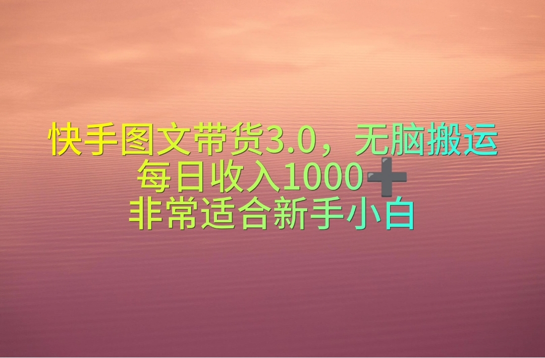 图片[1]-【2024.05.02】快手图文带货3.0，无脑搬运，每日收入1000＋，非常适合新手小白百度网盘免费下载-芽米宝库