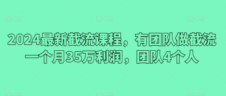 图片[1]-【2024.05.02】2024最新截流课程，有团队做截流一个月35万利润，团队4个人百度网盘免费下载-芽米宝库