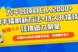 【2024.05.01】快手无人播剧躺赚5.0最新玩法，实测24小时不违规不封号，实现睡后收入百度网盘免费下载-芽米宝库
