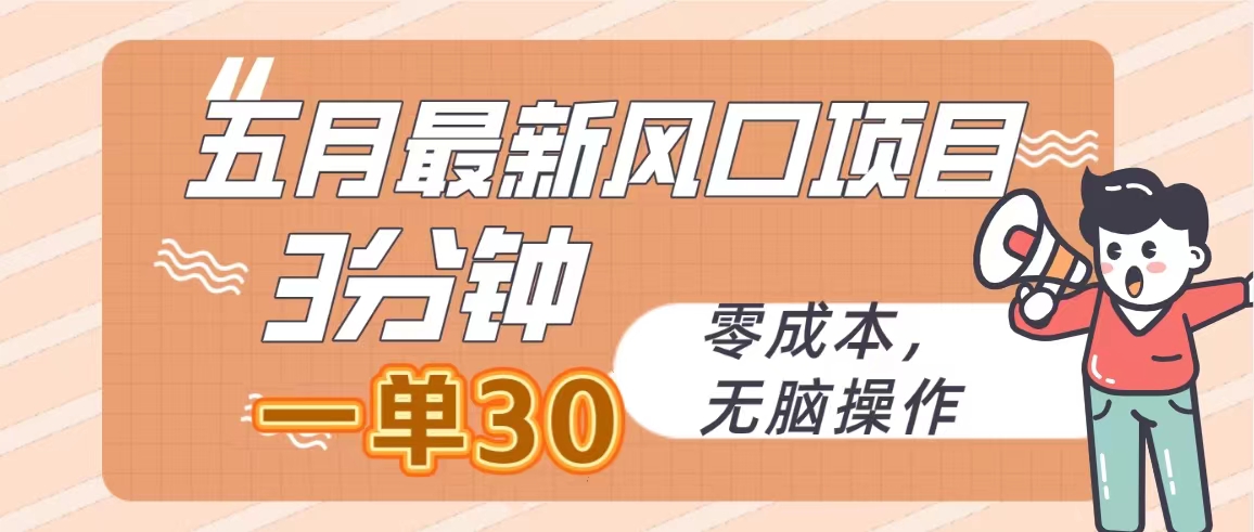 图片[1]-【2024.05.02】五月最新风口项目，3分钟一单30，零成本，无脑操作百度网盘免费下载-芽米宝库
