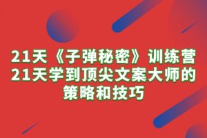 【2024.04.30】21天《子弹秘密》训练营，21天学到顶尖文案大师的策略和技巧百度网盘免费下载-芽米宝库