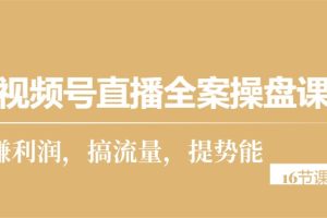【2024.04.30】视频号直播全案操盘课，赚利润，搞流量，提势能（16节课）百度网盘免费下载-芽米宝库