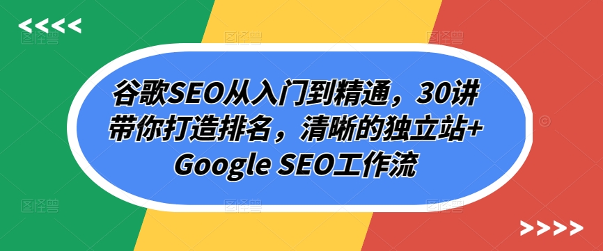 图片[1]-【2024.04.27】谷歌SEO从入门到精通，30讲带你打造排名，清晰的独立站+Google SEO工作流百度网盘免费下载-芽米宝库