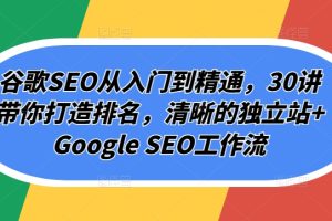 【2024.04.27】谷歌SEO从入门到精通，30讲带你打造排名，清晰的独立站+Google SEO工作流百度网盘免费下载-芽米宝库