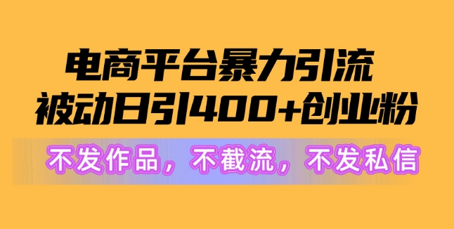 图片[1]-【2024.04.27】电商平台暴力引流，被动日引400+创业粉不发作品，不截流，不发私信百度网盘免费下载-芽米宝库