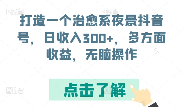 图片[1]-【2024.04.27】打造一个治愈系夜景抖音号，日收入300+，多方面收益，无脑操作百度网盘免费下载-芽米宝库