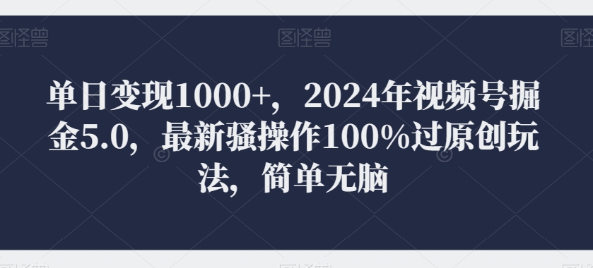 图片[1]-【2024.04.26】单日变现1000+，2024年视频号掘金5.0，最新骚操作100%过原创玩法，简单无脑，小白专属百度网盘免费下载-芽米宝库