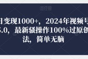 【2024.04.26】单日变现1000+，2024年视频号掘金5.0，最新骚操作100%过原创玩法，简单无脑，小白专属百度网盘免费下载-芽米宝库