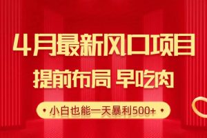 【2024.04.25】4月最新风口项目，提前布局早吃肉，小白也能一天暴利500+百度网盘免费下载-芽米宝库