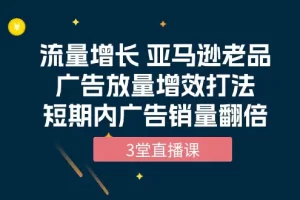 【2024.04.24】流量增长亚马逊老品广告放量增效打法，短期内广告销量翻倍（3堂直播课）百度网盘免费下载-芽米宝库
