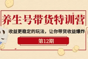 【2024.04.24】养生号带货特训营【12期】收益更稳定的玩法，让你带货收益爆炸-9节直播课百度网盘免费下载-芽米宝库