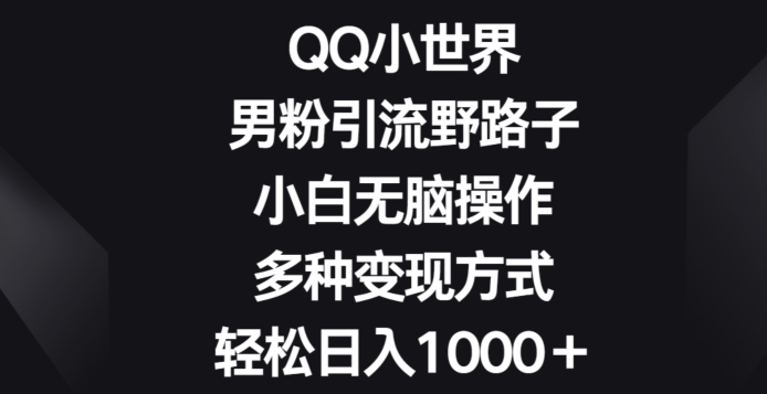 图片[1]-【2024.04.22】QQ小世界男粉引流野路子，小白无脑操作，多种变现方式轻松日入1000+百度网盘免费下载-芽米宝库