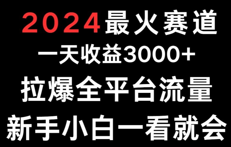 图片[1]-【2024.04.22】2024最火赛道，一天收益3000+，拉爆全平台流量，新手小白一看就会百度网盘免费下载-芽米宝库