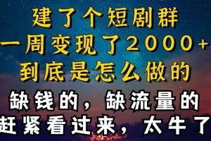 【2024.04.21】建了个短剧群，让我一周变现2000+，每天只需要半个小时操作，详细教程来了百度网盘免费下载-芽米宝库
