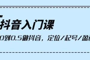 【2024.04.21】抖音入门课，从0到0.5做抖音，定位/起号/盈利（9节课）百度网盘免费下载-芽米宝库