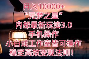 【2024.04.19】月入10000+“元梦之星”内部最新玩法3.0.手机操作，小白工作室皆可操作，稳定高效变现法则!百度网盘免费下载-芽米宝库