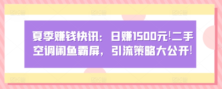 图片[1]-【2024.04.19】夏季赚钱快讯：日赚1500元，二手空调闲鱼霸屏，引流策略大公开!百度网盘免费下载-芽米宝库