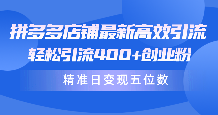 图片[1]-【2024.04.19】拼多多店铺最新高效引流术，轻松引流400+创业粉，精准日变现五位数！百度网盘免费下载-芽米宝库