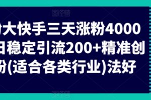 【2024.04.17】快手三天涨粉4000+，日稳定引流200+精准创业粉(适合各类行业)百度网盘免费下载-芽米宝库