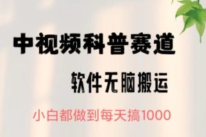 【2024.04.16】中视频科普赛道，无脑搬运，小白都做到每天搞1000百度网盘免费下载-芽米宝库