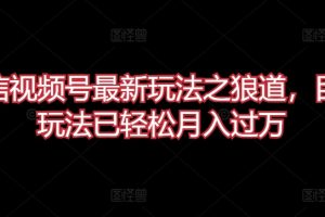 【2024.04.16】微信视频号最新玩法之狼道，目前玩法已轻松月入过万百度网盘免费下载-芽米宝库