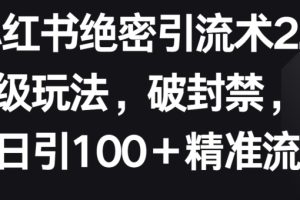 【2024.04.15】小红书绝密引流术2.0升级玩法，破封禁，轻松日引100+精准流量百度网盘免费下载-芽米宝库