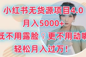 【2024.04.15】小红书无货源项目4.0.月入5000+，既不用露脸，更不用动嘴，轻松月入过万百度网盘免费下载-芽米宝库