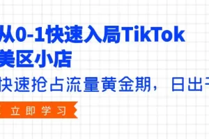 【2024.04.14】从0-1快速入局TikTok美区小店，快速抢占流量黄金期，日出千单（9节课）百度网盘免费下载-芽米宝库