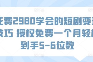 【2024.04.11】花费2980学会的短剧变现技巧，授权免费，一个月轻松到手5-6位数百度网盘免费下载-芽米宝库