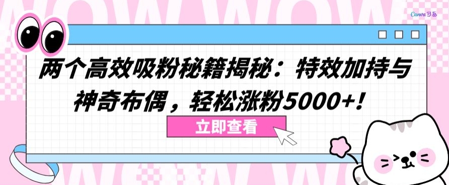 图片[1]-【2024.04.11】两个高效吸粉秘籍揭秘：特效加持与神奇布偶，轻松涨粉5000+百度网盘免费下载-芽米宝库