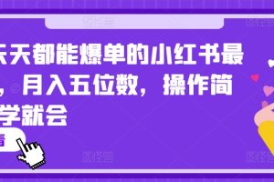 【2024.04.11】2024天天都能爆单的小红书最新玩法，月入五位数，操作简单，一学就会百度网盘免费下载-芽米宝库