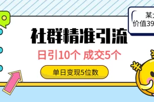 【2024.04.10】社群精准引流高质量创业粉，日引10个，成交5个，变现五位数百度网盘免费下载-芽米宝库