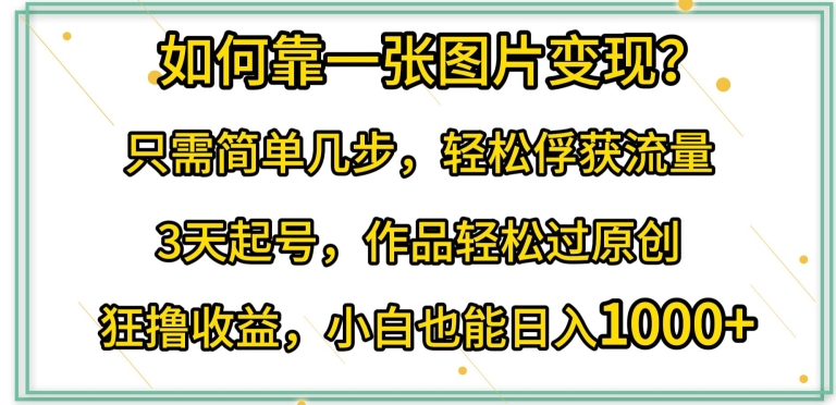 图片[1]-【2024.04.09】如何靠一张图片变现?只需简单几步，轻松俘获流量，3天起号，作品轻松过原创百度网盘免费下载-芽米宝库