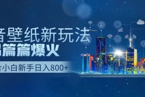 【2024.04.09】抖音壁纸号新玩法，作品篇篇爆火，日收益500+百度网盘免费下载-芽米宝库