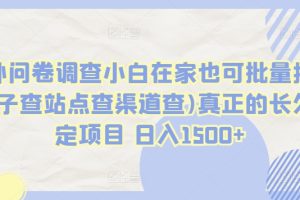 【2024.04.08】国外问卷调查小白在家也可批量操作(口子查站点查渠道查)真正的长久稳定项目 日入1500+百度网盘免费下载-芽米宝库
