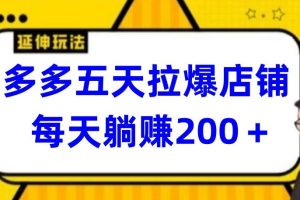 【2024.04.06】多多五天拉爆店铺，每天躺赚200+百度网盘免费下载-芽米宝库