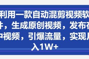 【2024.04.05】利用一款自动混剪视频软件，生成原创视频，发布在中视频，引爆流量，实现月入1W+百度网盘免费下载-芽米宝库