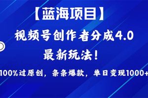 【2024.04.05】2024蓝海项目视频号，最新方法， 100%过原创，条条爆款，单日变现1K+百度网盘免费下载-芽米宝库