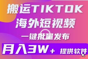 【2024.04.03】搬运海外短视频，多平台发布，月入3W+有手就行，小白3分钟上手，0门槛百度网盘免费下载-芽米宝库