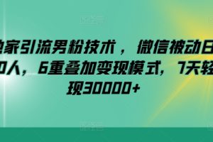 【2024.04.03】全网独家引流男粉技术 ，微信被动日加300-700人，6重叠加变现模式，7天轻松变现30000+百度网盘免费下载-芽米宝库